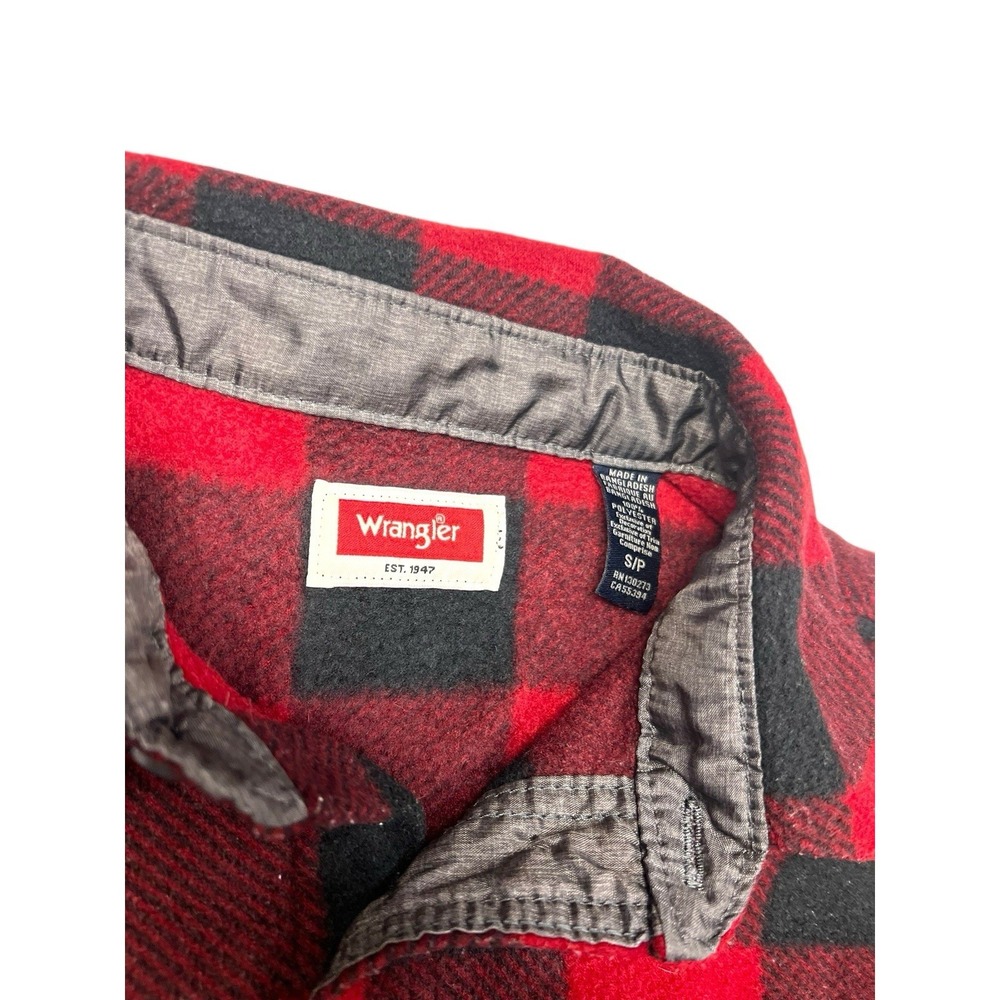 Wrangler Shirt Jacket Mens Small Buffalo Plaid Lined Shacket Outdoor Workwear - Picture 6 of 9